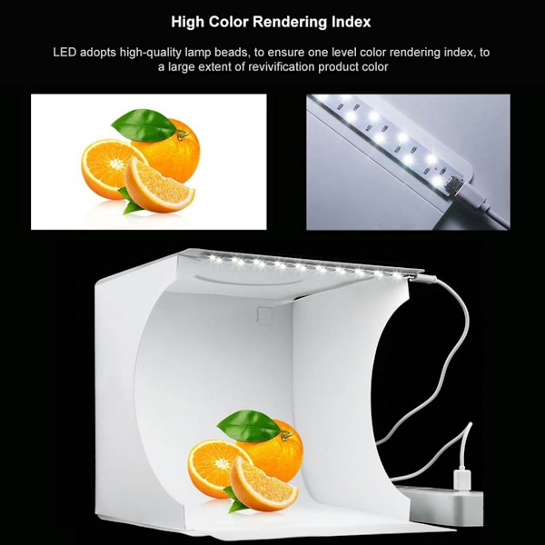 Lättvikts Fotostudio, Portabelt Mini Fototält För Små Föremål, Vikbart Med Dubbel LED-belysning, 6500K Belysning, Snabb Installation & 6