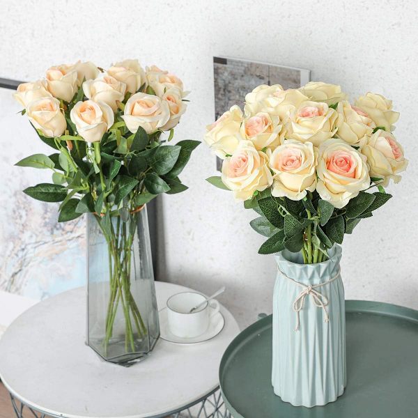 Kunstige Blomster Roser, 12 stk. Real Touch Falske Skumroser til