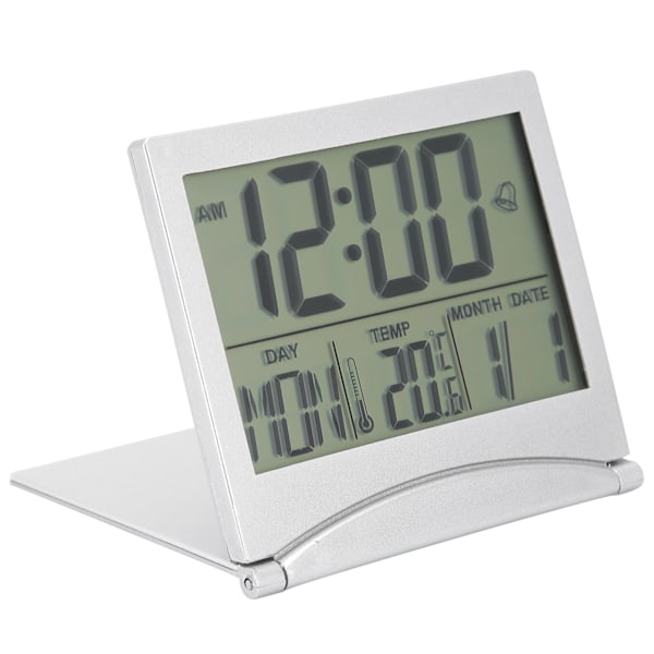 Elektronisk kompakt skrivbordsväckarklocka hopfällbar kalender temperatur timer klocka för resor