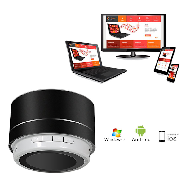 Trådlös Högtalare, Mini Små Metallhögtalare Klart Ljud Bärbar Bluetooth, Stöder FM-funktion LED-stämningsljus, 4 Timmar Non-Stop Rock, Bluetooth