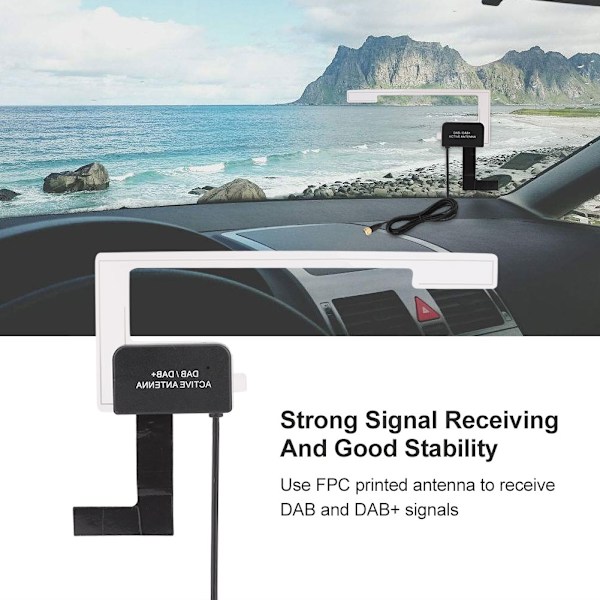 DAB Digital Bilradio Antenne Glasmontering SMA Han-stik