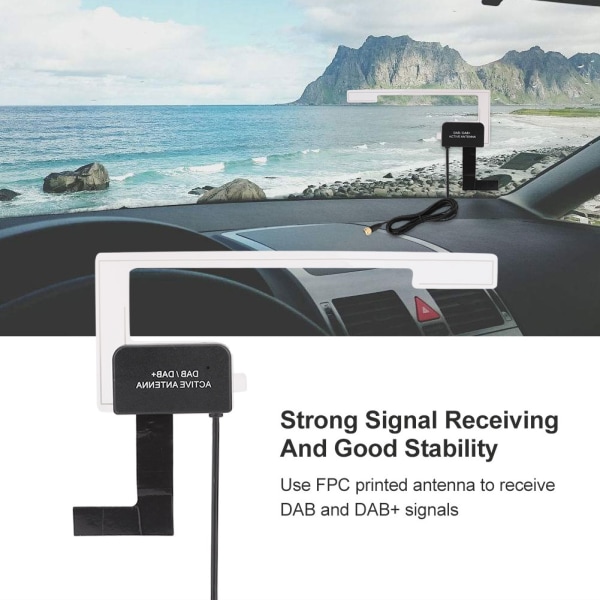 DAB Digital Bilradioantenn Glasfäste SMA Hane