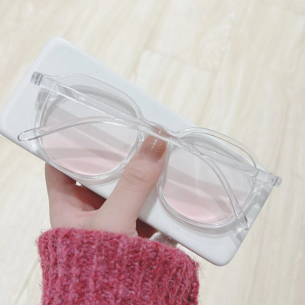 Store rammebriller blokerer blåt lys 0 dioptrier computerspilbriller til fashion dame transparent hvid blush 0 dioptrier briller