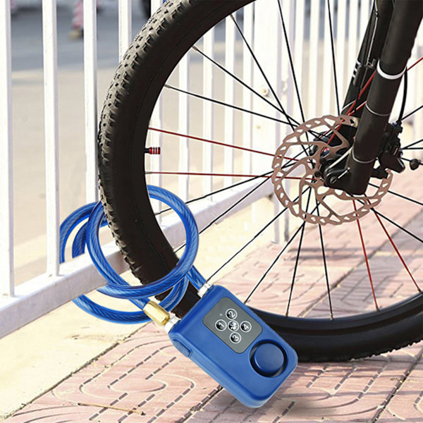 Y787 Smart Alarm Lock AntiTheft Chain Lock för Cykel Grind Blå