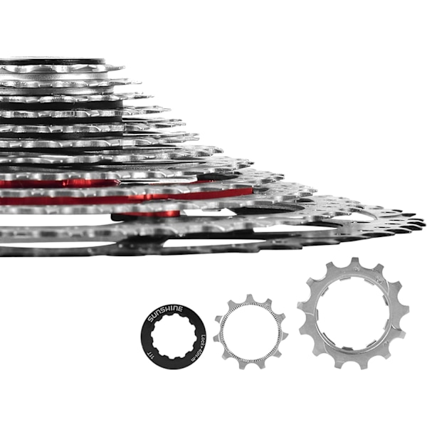 Revolutionerande kassett, bred utväxling för mångsidig cykling, höghållfast stål för exceptionell styrka, optimerad för enkel installation och