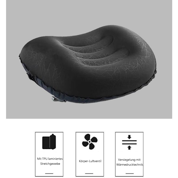 Kompakt & Portabel Uppblåsbar Campingkudde, Ergonomisk Portabel Utrustning för Backpacking och Vandring, Hållbar & Bekväm, Vattenresistent, Idealisk för
