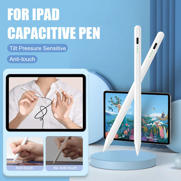 Precisionspenna för iPad, Palm Rejection-teknik, Ultra-fin 1,5 mm spets, Magnetisk adsorption för portabilitet, Snabb laddning med USB-C,