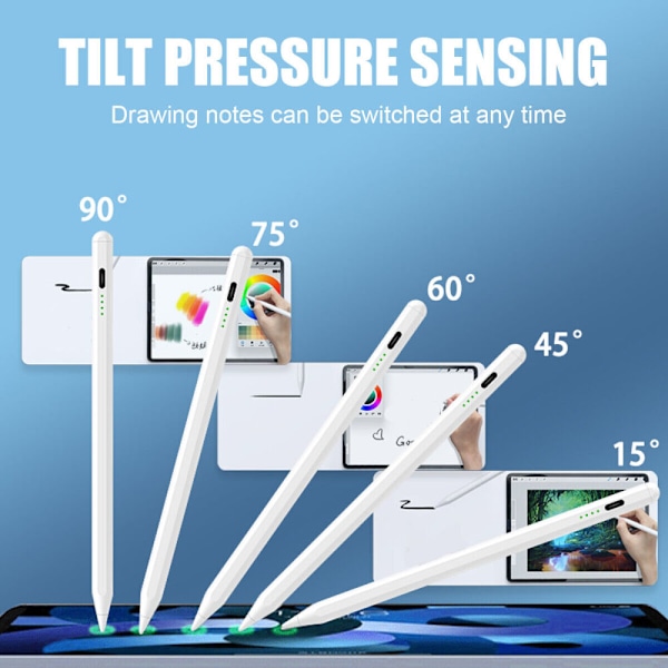 Precisionspenna för iPad, Palm Rejection-teknik, Ultra-fin 1,5 mm spets, Magnetisk adsorption för portabilitet, Snabb laddning med USB-C,