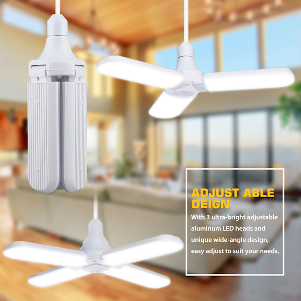 Innovativa LED-lampor för hopfällbart hushållsbruk, Superstarka 45W Takfläktar LED-lampa Ljusflöde 3200LM, Justerbar Vinkel Bredvinkeldesign,