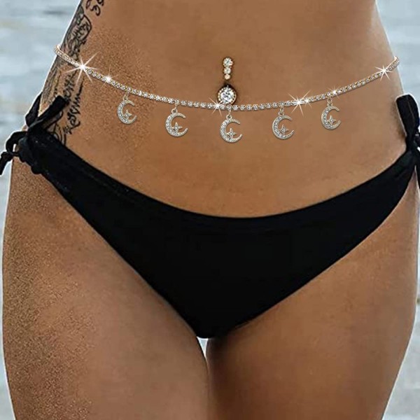 Midjekedja Crystal Belly Body Chains Moon Beach Mode Midja