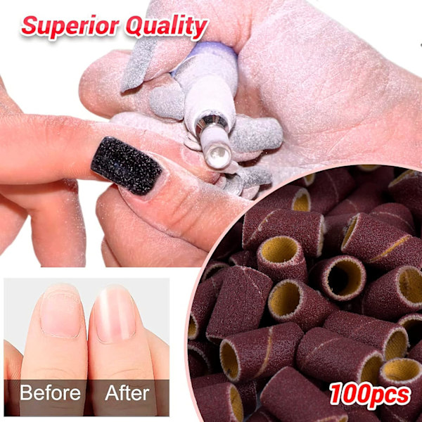 Professionella slipband för nagelfilar, 180 korn, skönhetssalongstillbehör för gravering, slipning, polering, lämpliga för de flesta 3/32\" nagelfilar