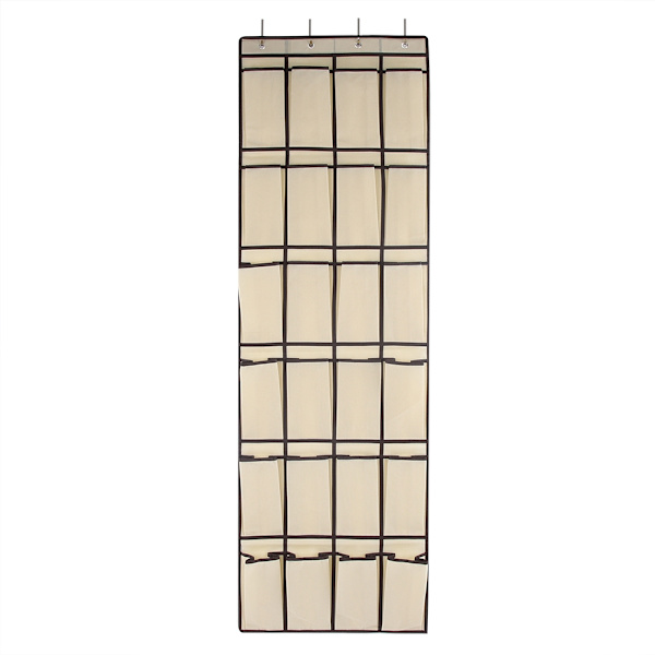 24 lommer Multifunktionel Vævning Hængende Sko Opbevaringspose Organizer Holder (Beige)150*55CM