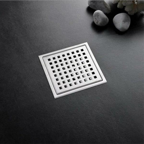 Justerbart duschavlopp, 150 mm x 150 mm SUS 304 rostfritt stål Quadrato-mönstergaller, högflödeskapacitet för barer, snabbt avlopp för diskbänksområde