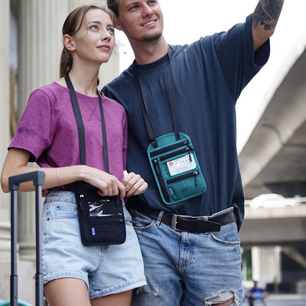 Reisehalslommebok RFID Passholder, Lett Passlommebok, Kredittkort Penger Pung, Reisepung for Kvinner Menn