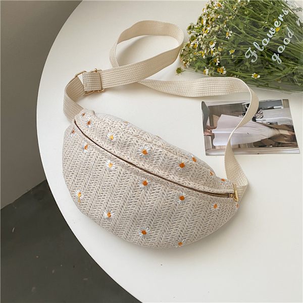 Sommer stråtaske lille frisk blonde daisy messenger taske mode strandtaske mavetaske
