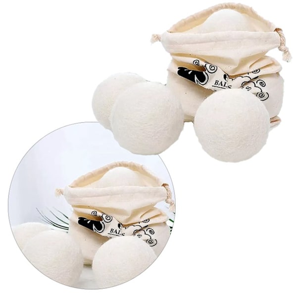 6PCS Wool Laundry Balls Reusable Natural Fabric Softener Wool Dryer for Speeding Up Dry Time