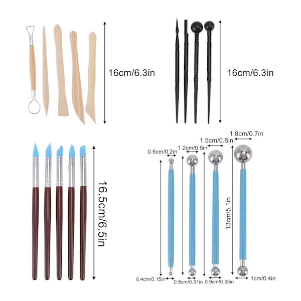 Master's Choice 24 Delars Lerskulpteringsset, Keramikverktygsset för Dina Konstnärliga Strävanden, Multifunktionella Verktyg för Alla Hantverksbehov, Ergonomisk