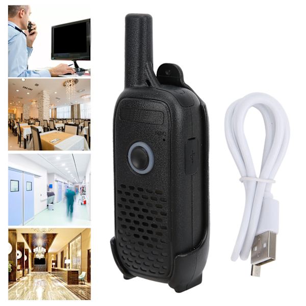 Mini Walkie Talkie UHF PMR FRS Handheld Radio 2W 400‑470MHz med USB-kabel 1200mAh batteri