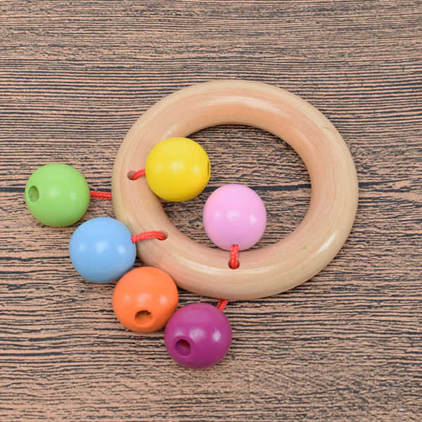 Trärattlel Hand Rattles Orff Musikinstrument Spädbarn Hand