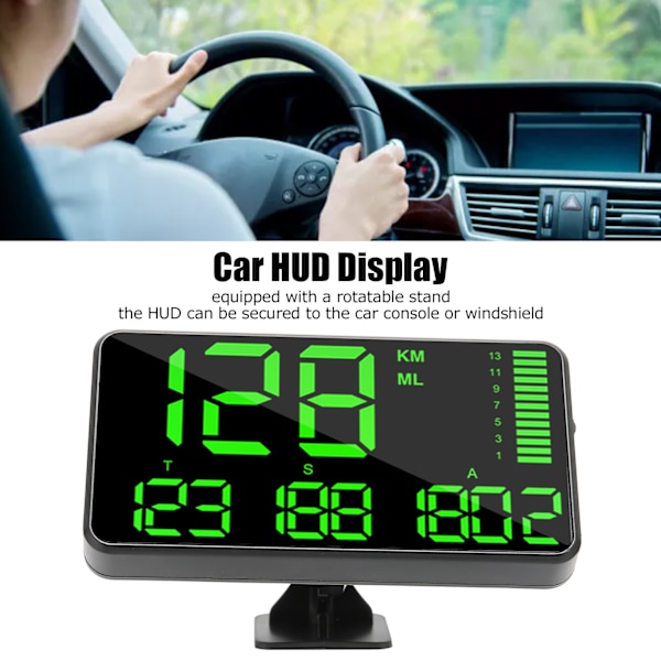 Universell svart bil HUD-display GPS-satellit hastighetsmätning trötthetskörningslarm USB-strömförsörjning för fordon