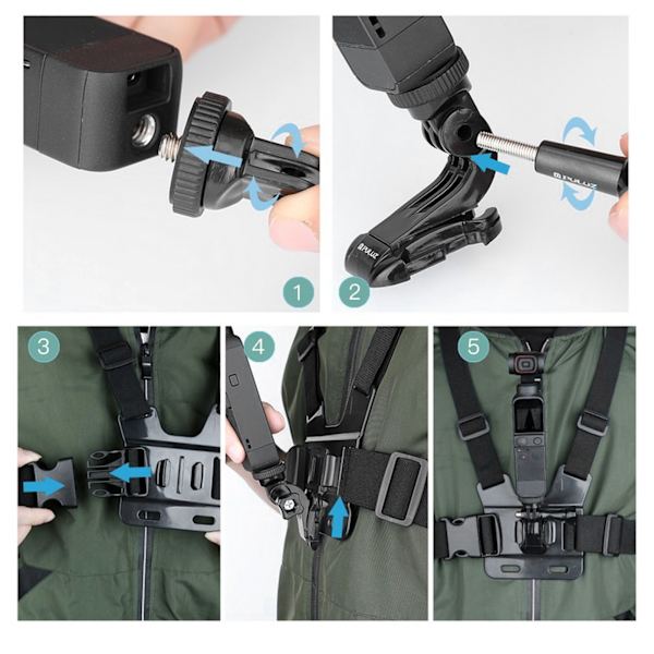Nylon bröstrem bälte justerbar utomhus elastisk passform för Osmo Pocket 1/2 kamera