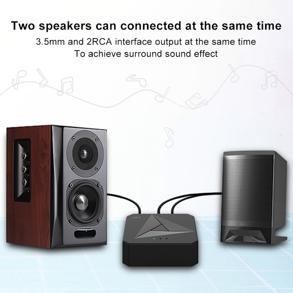 Bluetooth 5.0 mottaker sender 2 i 1 bil 3.5AUX telefon trådløs adapter for NFC