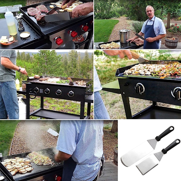 Stekspade Set för Matlagning, Livsmedelsklassat Rostfritt Stål med Ergonomisk Design, Fasade Kanter för Enkel Matlossning, Kraftigt Material för