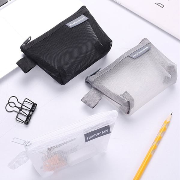 Mini dragkedja mesh väska, nyckelring väska, nyckelhållare, myntplånbok, transparent reseväska.