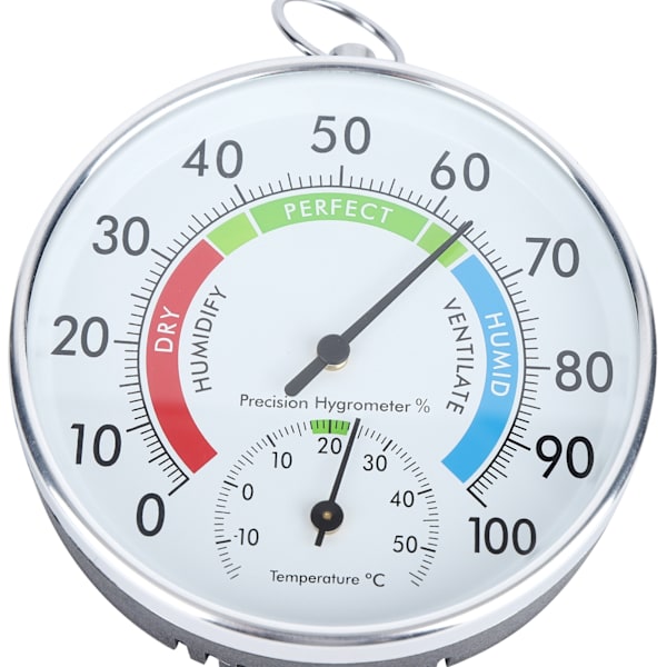 Aluminium Termometer med Urtavla för Kontorsbruk, Krom-Mässingsfodral Ger Stil till Funktionalitet, Automatisk Kalibreringshygrometer Bibehåller Noggrannhet,