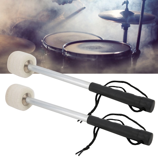 2 st Wool Felt Head Drumstick Stark Flexibilitet Bärbar Halkskydd Instrument Tillbehör