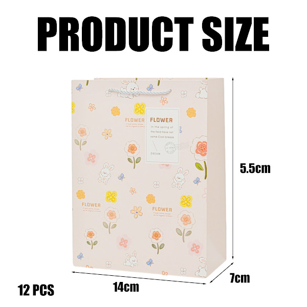 12 stk. blomster håndtaske børnedag fødselsdag gavepose smykker tøj shopping papirpose