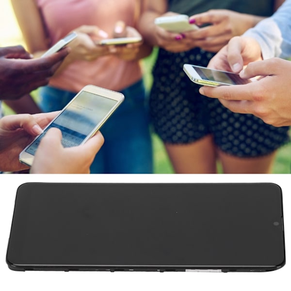 Skärmersättning LCD-skärm Touch Digitizer Montering för Samsung Galaxy A20S med ram