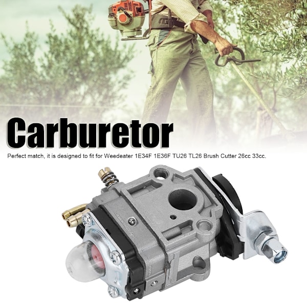 10mm karburator karburator kits udskiftning passer til Weedeater 1E34F 1E36F TU26 TL26 buskrydder 26cc 33cc