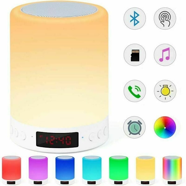 Multifunktionell Trådlös Bluetooth-Högtalare, Touch-Kontrollerad Portabel Bordslampa med Färgglada LED-Ljus, Perfekt för Tonåringar och Vuxna, Hög