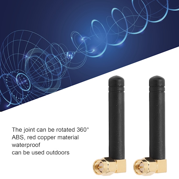 2 stk WIFI-antenne SMA hann innernål 315MHz 3DBI vanntett 50W 360° roterbart ledd nettverksantenne albuehode
