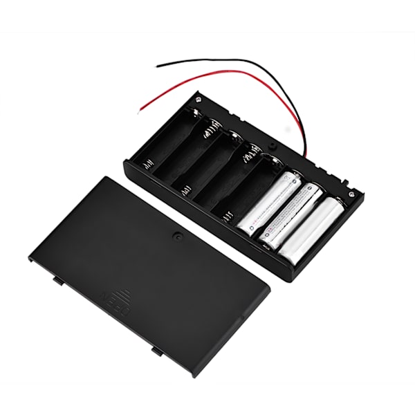 Bärbar 8-pack AA-batterihållare Batteriförvaringslåda med lock och strömbrytare