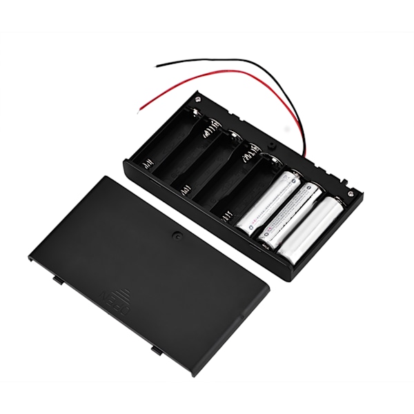 Bærbar 8 stk. AA-batteriholder Batteriopbevaringsboks med låg og tænd/sluk-knap