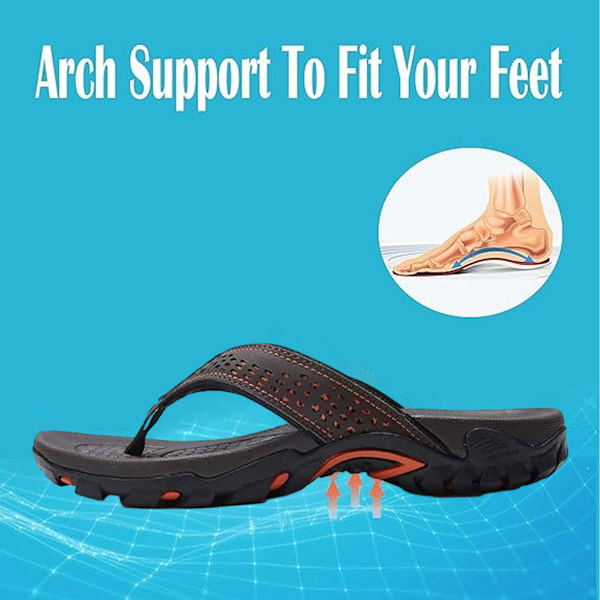 Sportiga flip-flops för män, bekväma vardagssandaler för utomhusbruk, strandsandaler Dark brown 42