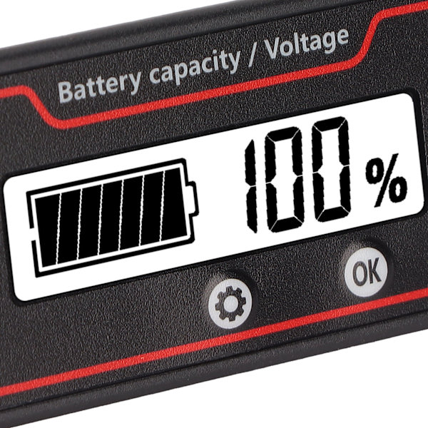 Batterimätare Ljuslarm LCD-display Säker Batterikapacitet Spänningsmätare för Elfordon 12‑84V