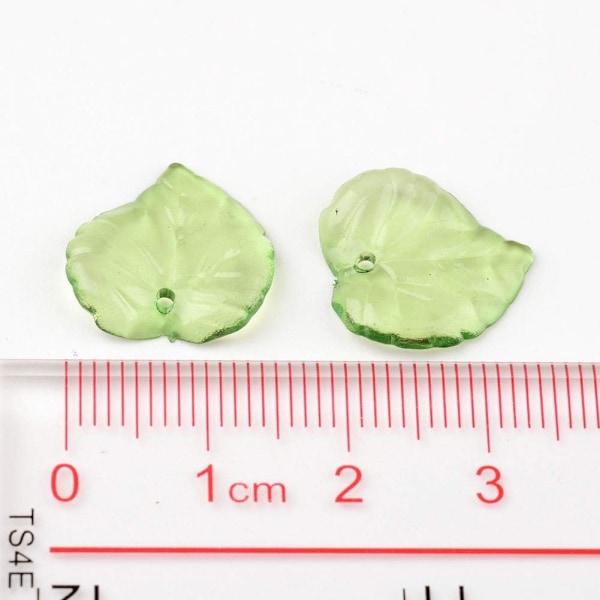 Livfulla Höstaccenter, 200 st 15x15 mm Gröna Akryl Lövberlocker, Frostade Designer För DIY Smycken, St. Patrick'S Day Eller Höstdekor, Nyckelring Eller