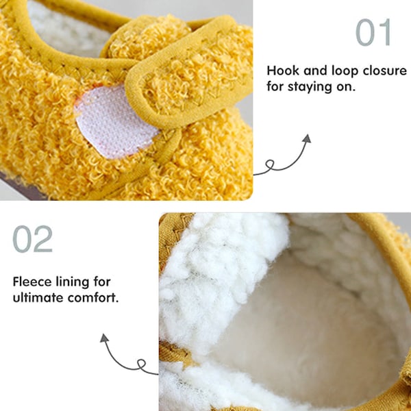 1 par Unisex Barn Toddler Tofflor Strumpor, Konstgjorda Ulltofflor med Halkfri Gummisula (Inre längd 12.5cm) yellow 12.5cm