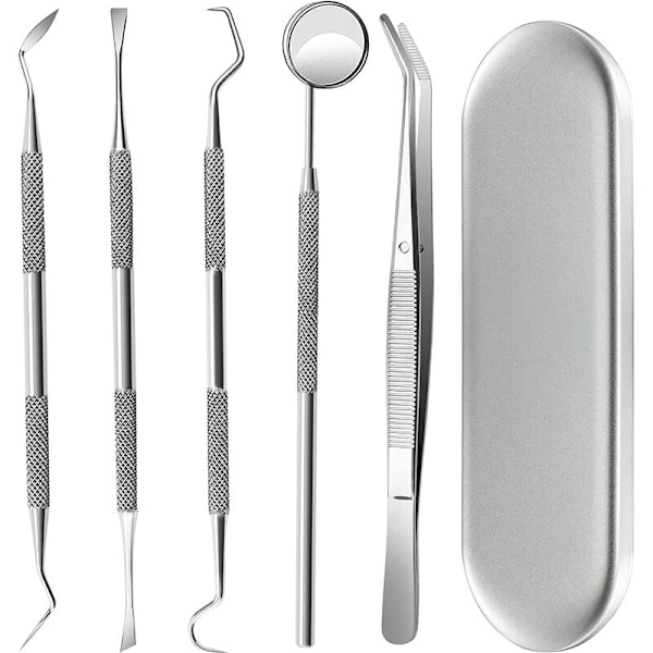 Premium Oral Care Collection, U-formad skrapa i rostfritt stål med ergonomisk design för optimal rengöring, Inkluderar dentala instrument & skyddande förvaring