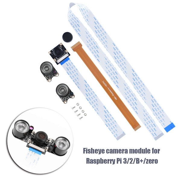 5MP vidvinkel fisheye-kameramodullinse med  fyldlys til Raspberry Pi 2/3/B+/Zero