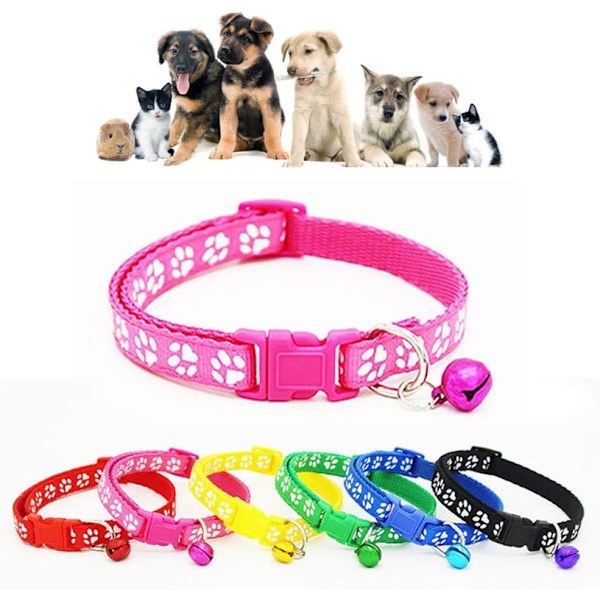 Färgglatt Hund- och Katt-halsband, Säkerhetsspänne med Reflexmaterial, Justerbart Djurhalsband för Säkerhet i Mörker (12 st)