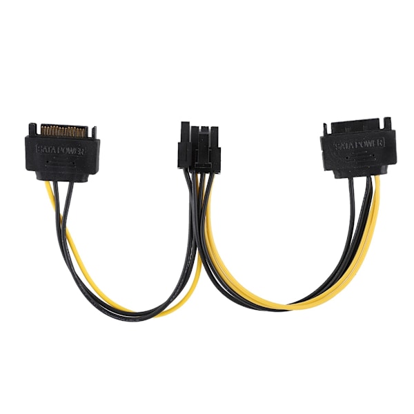 DUAL SATA 15pin han til 8pin hun PCI-E strømadapterkabel 20cm