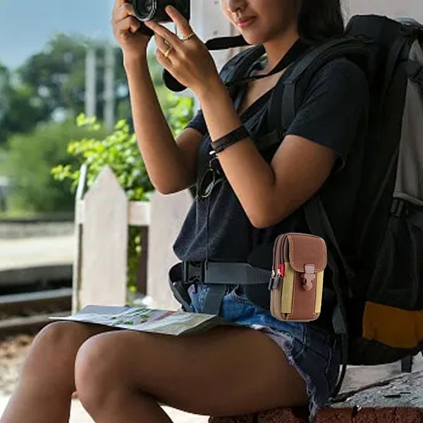 Mobiltelefonväska i canvas med bälte, vertikal mobiltelefonväska, multifunktionell crossbody-väska för män