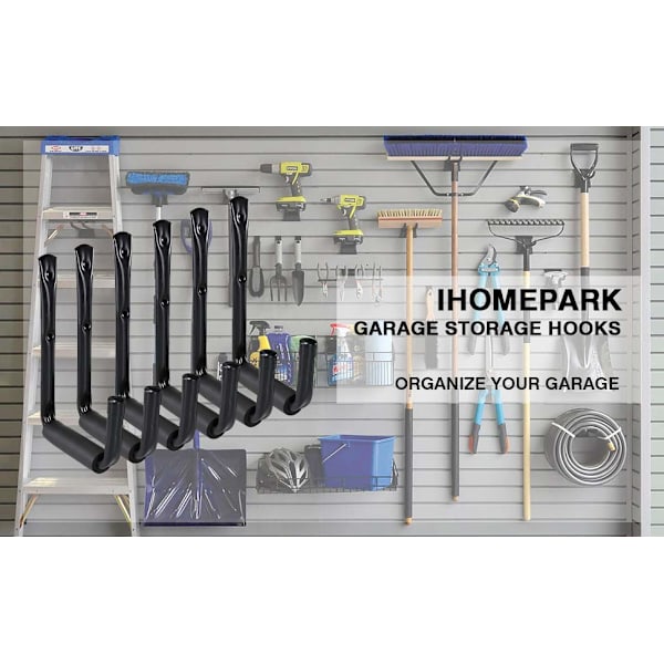Kraftiga Förvaringskrokar för Garage, Perfekta för Väggmonterat Verktygsställ, Organizer med Halkfri Jumboarm, Enkel Installation & Livstidsgaranti,