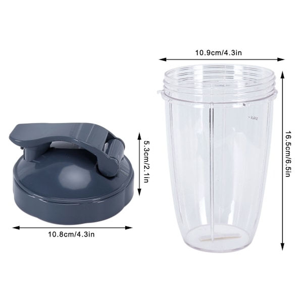 Diskmaskinssäkra blendertillbehör, BPA-fria plastbehållare för NutriBullet 600W 900W Juicer med lock med flippdesign, lätta att rengöra och säkra
