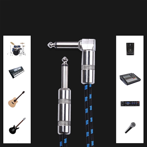 Ljudinstrumentkabel 3m 9.8ft Gitarrkabel Sladd Skärmning Brusreducering för Elgitarr Bas