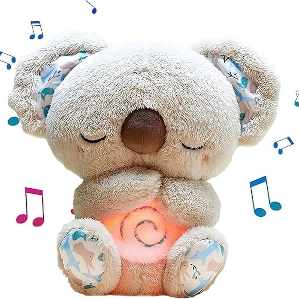 Interaktiva babyleksaker, söt koala, lugnande för sömn, 10 sorters lugnande musik, mjuk vid beröring, lossnar inte lätt